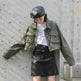 Single Breasted Long Sleeve Cargo Crop Denim Jacket Women - EX-STOCK CANADA