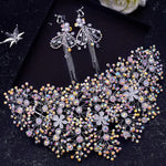 Luxury and Elegant Bridal Flower Rhinestone Headband Fashion Accessories set - EX-STOCK CANADA
