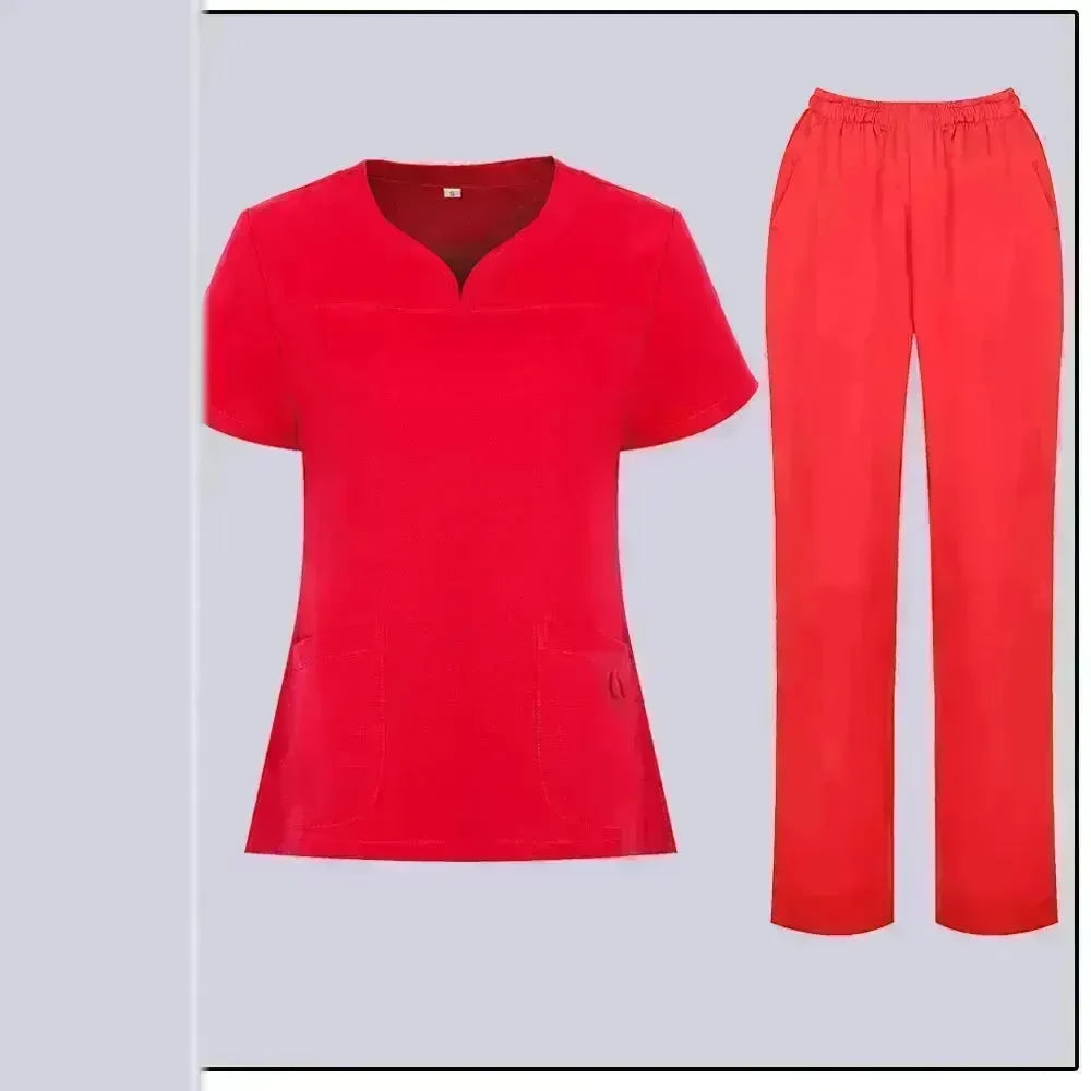 Women Nurse Uniform Female Hospital Nurse Costume V Neck Top Pants Set Nursing Uniforms Women Scrubs Set for Beauty Salon Massaging Workwear - EX-STOCK CANADA