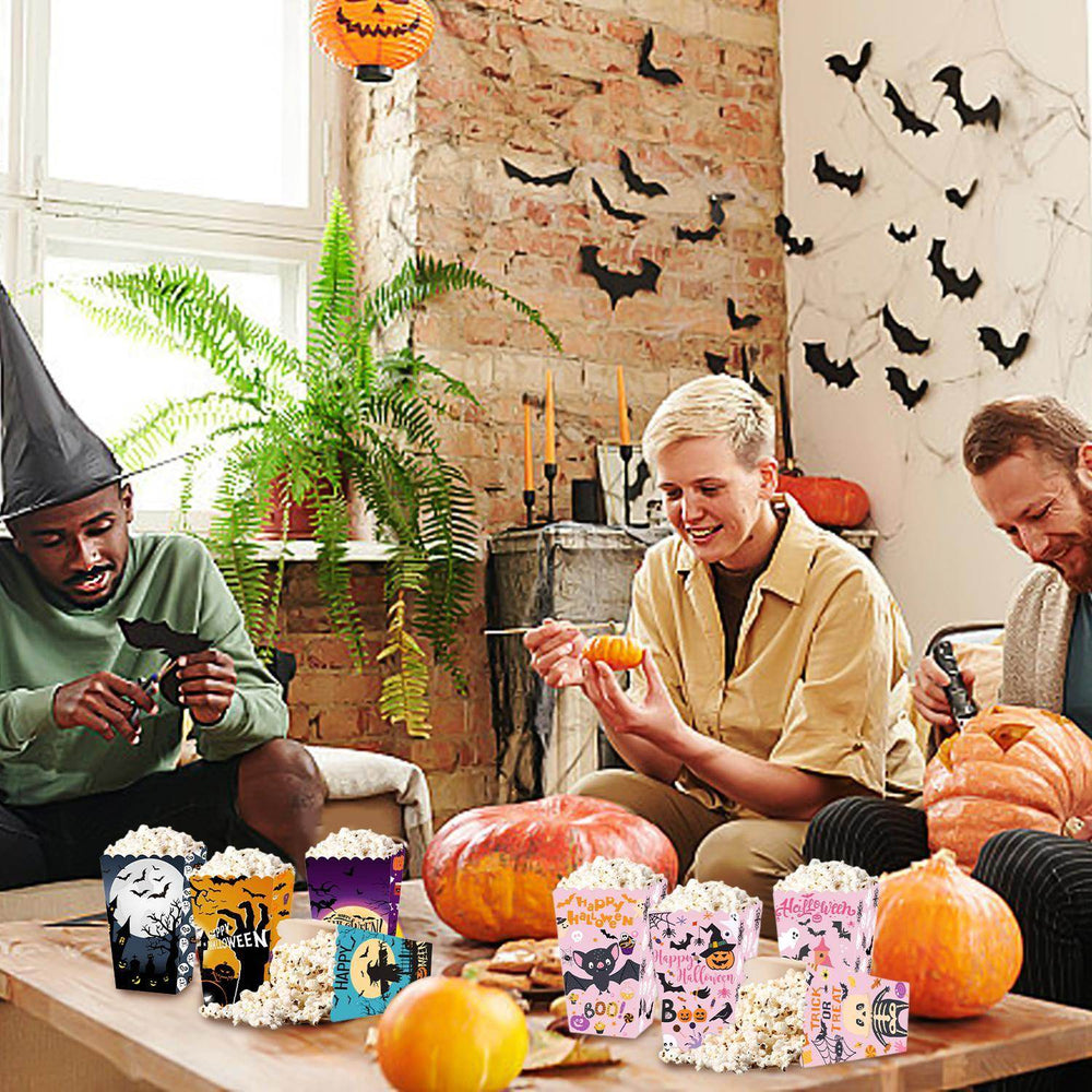Halloween Popcorn Boxes In 3 Designs. Halloween Party Supplies In 3 Styles, 4 Of Each Style, 12 In Total - EX-STOCK Canada