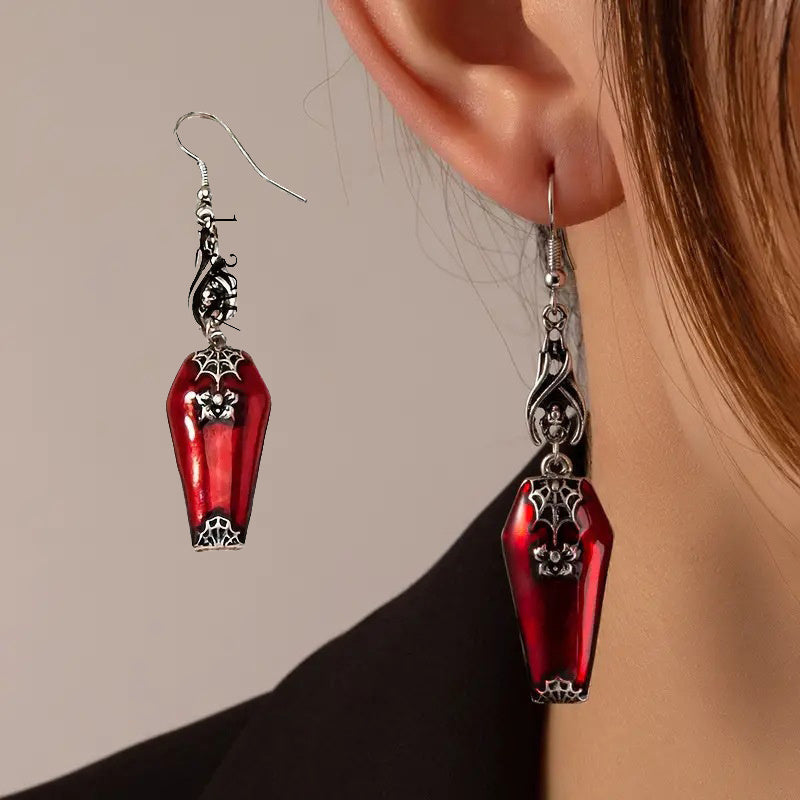 Halloween Earrings Ins Style Red Bat Spider Retro Earrings Jewelry EX-STOCK
