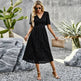 Fashion V-neck Lace Dress Summer Elegant Short Sleeve Long Dresses For Women - EX-STOCK CANADA