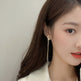 Women's Korean Style Long Tassel Drop Earrings Elegant Lightweight Statement Gold Plated Fashion Jewelry Wholesale EX-STOCK
