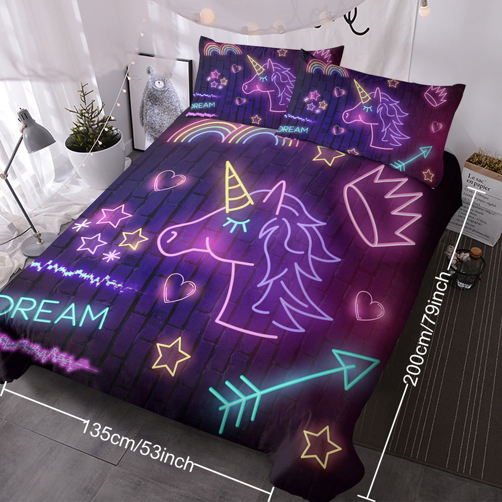 Star Bedding Neon  Pattern 3 Piece Black Duvet Cover Set EX-STOCK Canada 