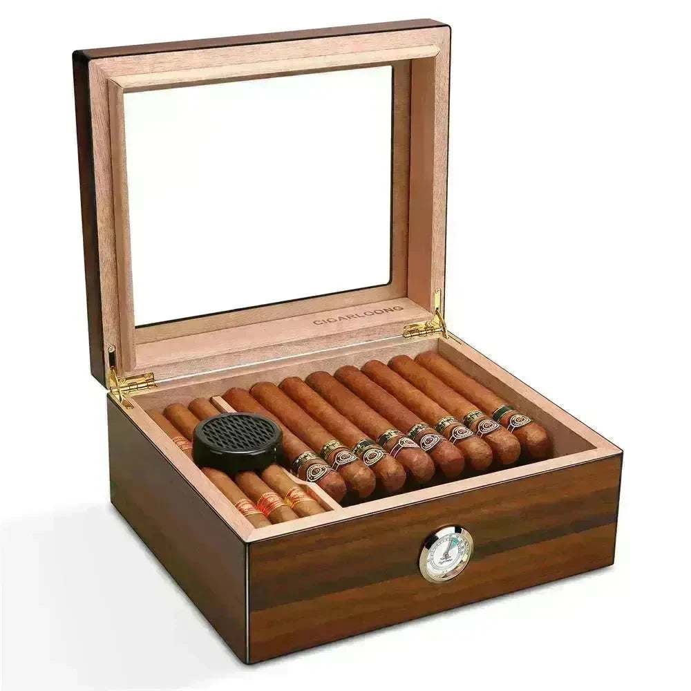 Portable Cedar Wood Humidifying Moisturizing Cigar Box Humidor Case - EX-STOCK CANADA