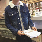 Winter Fleece-lined Denim Coat For Men Thickened Jeans jacket
