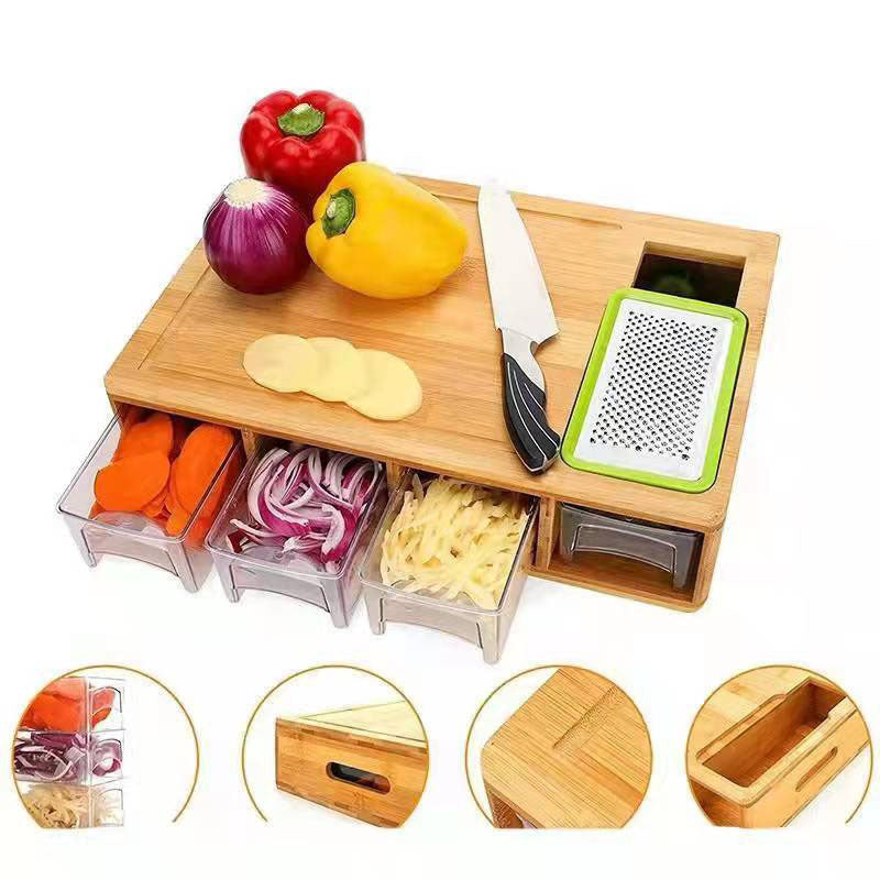 Bamboo Multi-functional Vegetable Cutting Board Cutting Board With Storage Box EX-STOCK Canada 