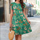 Ruffle Sleeve Dress Summer Loose Flower Print Beach Dresses Sweet Skirt Women - EX-STOCK CANADA