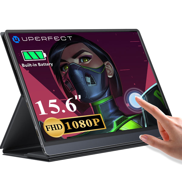 Monitor de Juego Portátil UPERFECT UTouch G16 de 15,6" – Pantalla Táctil 120Hz, Batería de 10800mAh, Cuatro Altavoces