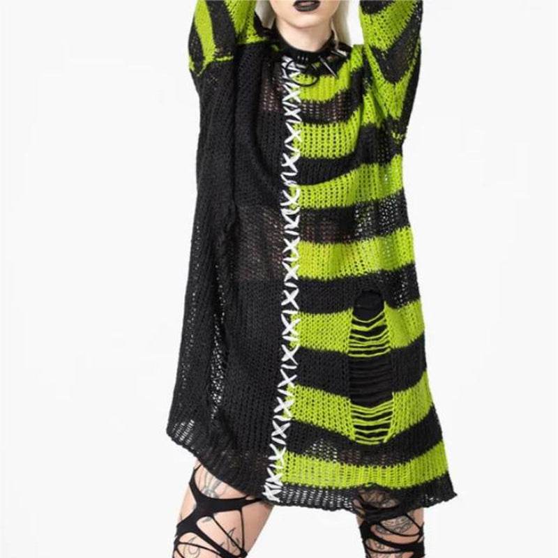Halloween Ripped Long Sweater Women's Fashion Loose Sweater EX-STOCK