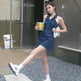Mini Sleeveless Sheath Denim jeans halter neck Dress - EX-STOCK CANADA