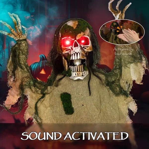 Halloween Animated Skeleton With Glowing LED Eyes, Animatronic Halloween Decorations, Battery Operated EX-STOCK Canada 
