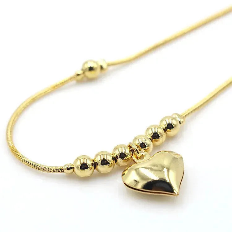 Fashionable Golden Heart-shaped Pendant Anklet - EX-STOCK CANADA
