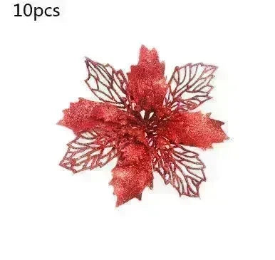 Glitter Artifical Christmas Flowers Christmas Tree Decorations For Home Fake Flowers Xmas Ornaments New Year Decor - EX-STOCK CANADA