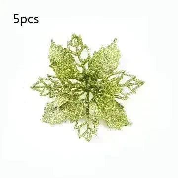 Glitter Artifical Christmas Flowers Christmas Tree Decorations For Home Fake Flowers Xmas Ornaments New Year Decor - EX-STOCK CANADA