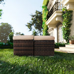 2 Wicker Ottomans, Multipurpose Outdoor Furniture For Patio, Backyard, Additional Seating, Footrest, Side Table With Storage, Removable Cushions EX-STOCK Canada 