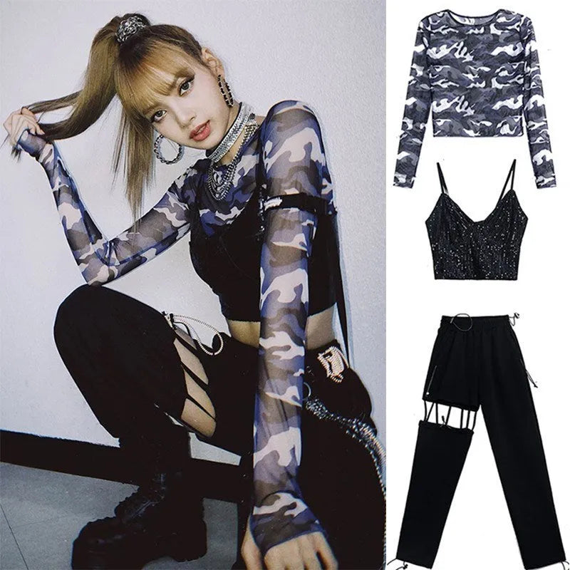 Party Club Dance Hip pop style Two piece Outfit set women - EX-STOCK CANADA