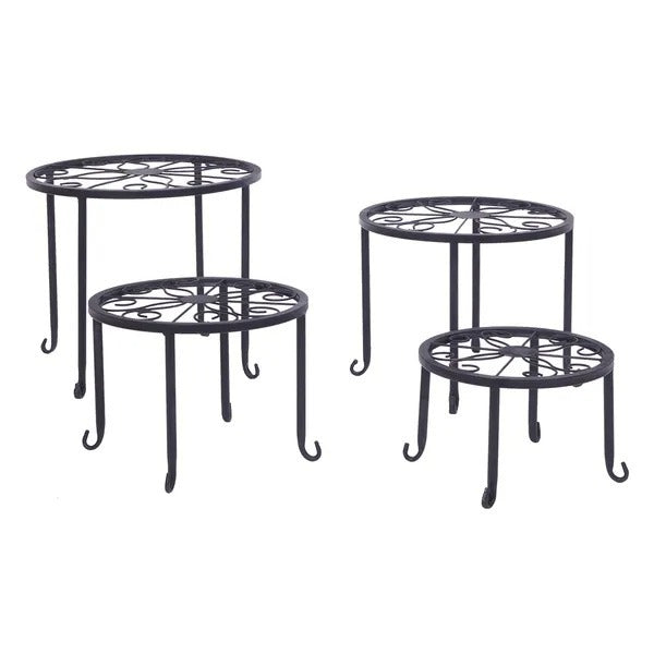 Metal Plant Stand 4 In 1 Potted Irons Planter Supports Floor Flower Pot Round Rack Display EX-STOCK
