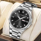 TOMI Diamond Encrusted Quartz Watch for Men – Stainless Steel Dress Watch black 
