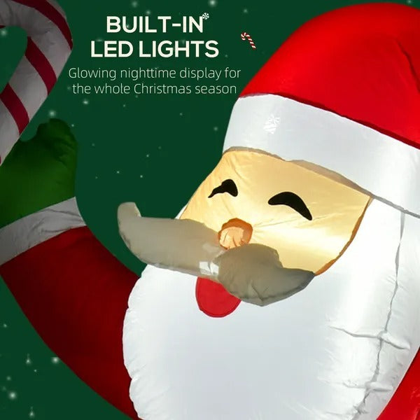 Inflatable Christmas Outdoor Lighted Yard Decoration, Santa Claus With Candy Cane, 8' Tall EX-STOCK Canada 