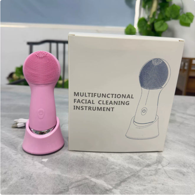 Cepillo de Limpieza Facial de Silicona Cepillo Facial Eléctrico Cepillo Facial Vibración Calefacción 