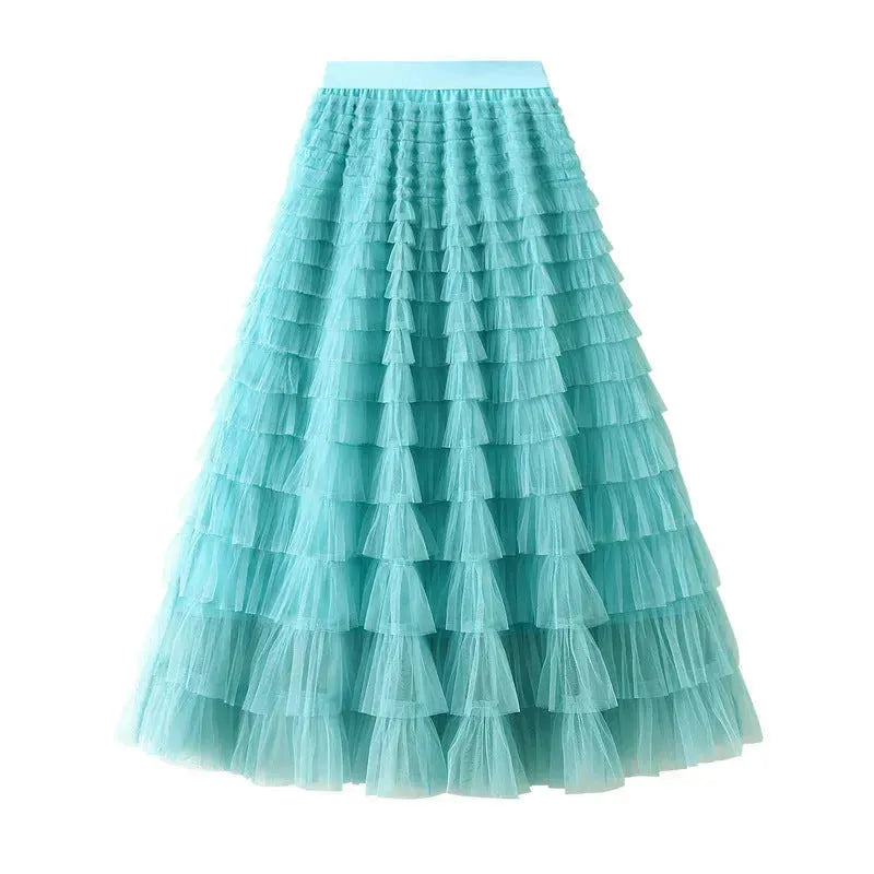 Cake Skirt Women's White Gauze long Layered tulle Skirt - EX-STOCK CANADA