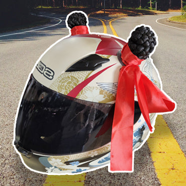 Motorcycle helmet braid and pigtail decoration accessory