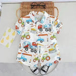 Boy's Shirt Suit Thin Summer Fashionable Cartoon Baby Short Sleeve Summer Clothing Two piece for boys - EX-STOCK CANADA