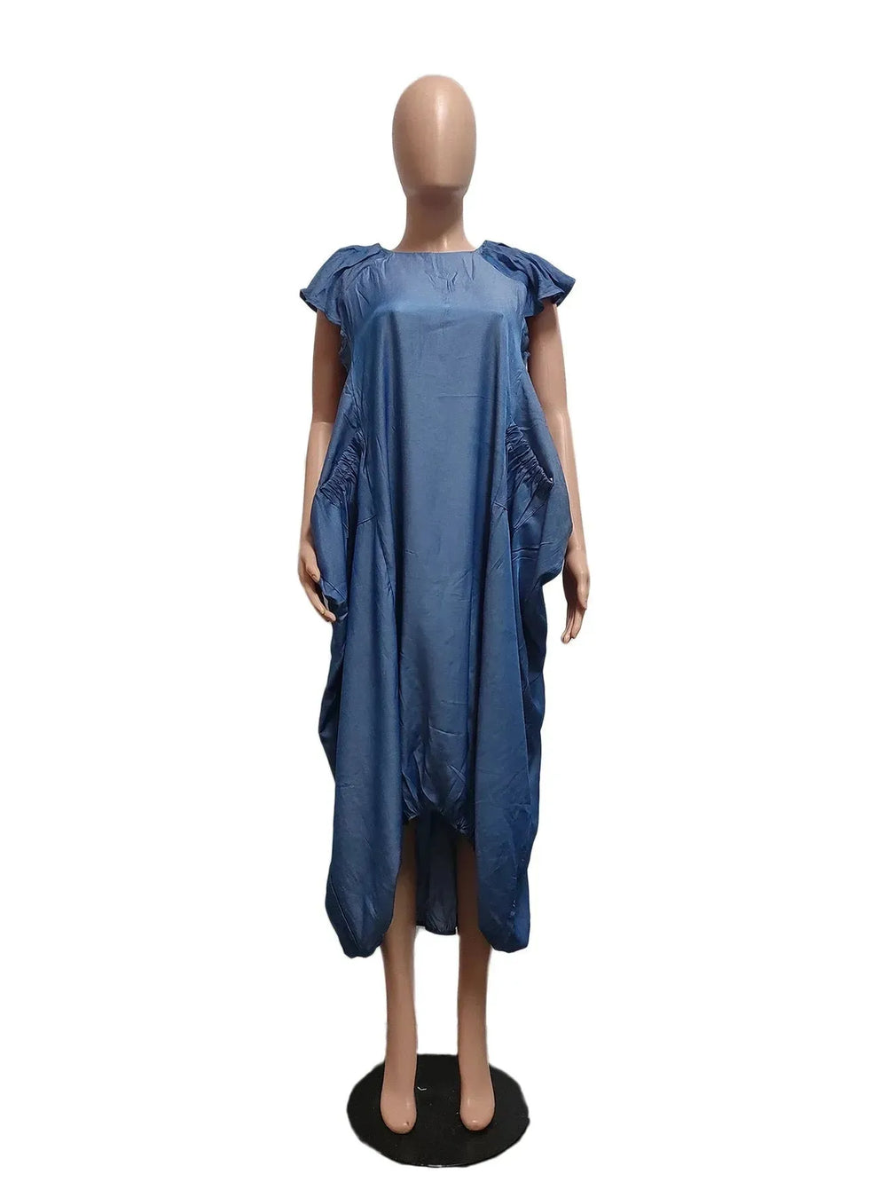 Fashion Faux Denim Large Pocket Loose Dress - EX-STOCK CANADA