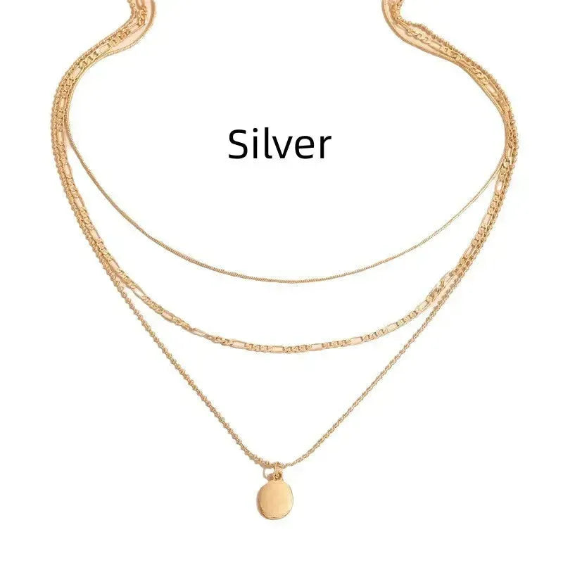 Vintage Geometric Metal Oval Pendant Necklace - EX-STOCK CANADA