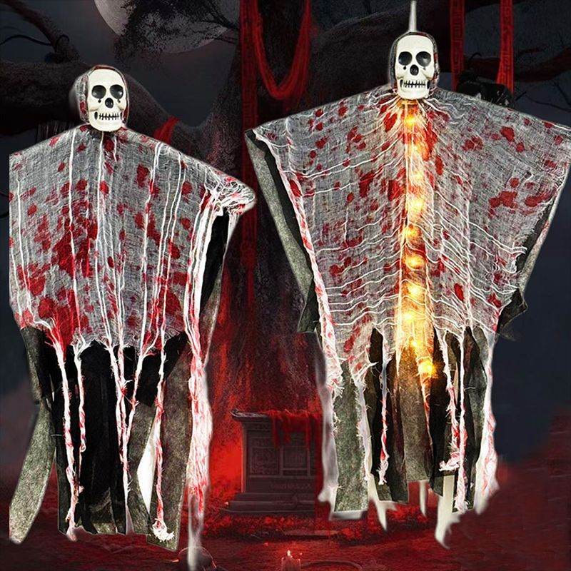 Halloween Decoration Blood-dyed Luminous Skull Hanging Ghost Outdoor Ornaments EX-STOCK