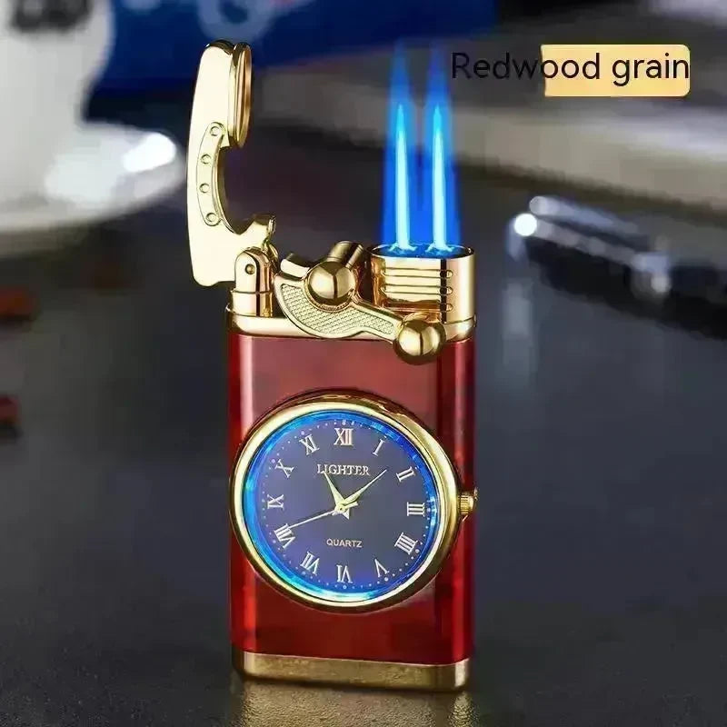 New Lighter With Electric Watch Rocker Arm Automatic Ignition Straight Blue Flame Lighter Creative Real Dial Inflatable Windproof Cigar Lighter Men's Watch Gift - EX-STOCK CANADA