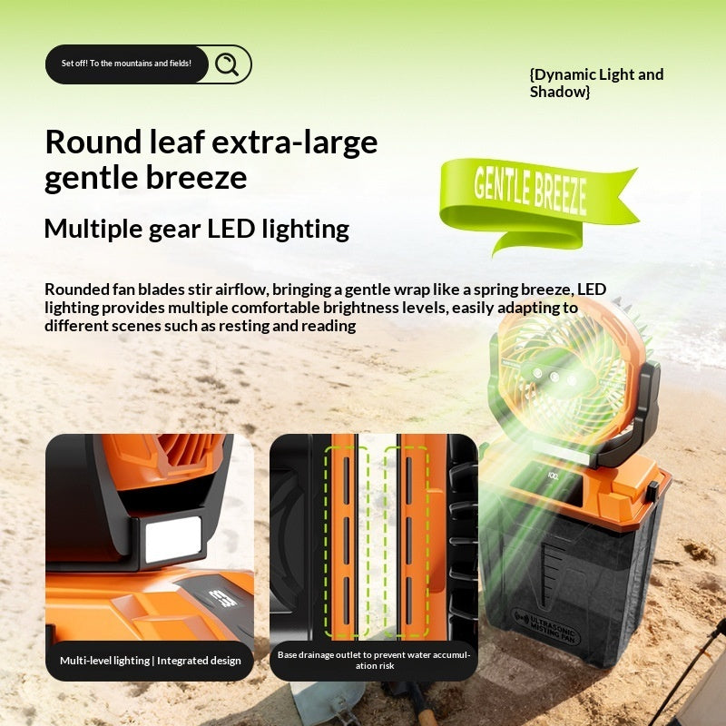 Portable Outdoor Camping Misting Fan – 7L Tank, 20000mAh Rechargeable, Remote Control, LED Light | Orange & Army Green 3