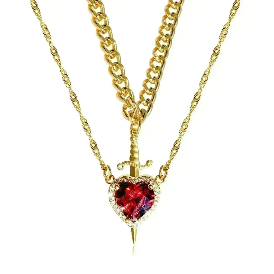 Red New Style Crystal Love Dagger Stylish Pendant Valentine Necklace gift - EX-STOCK CANADA