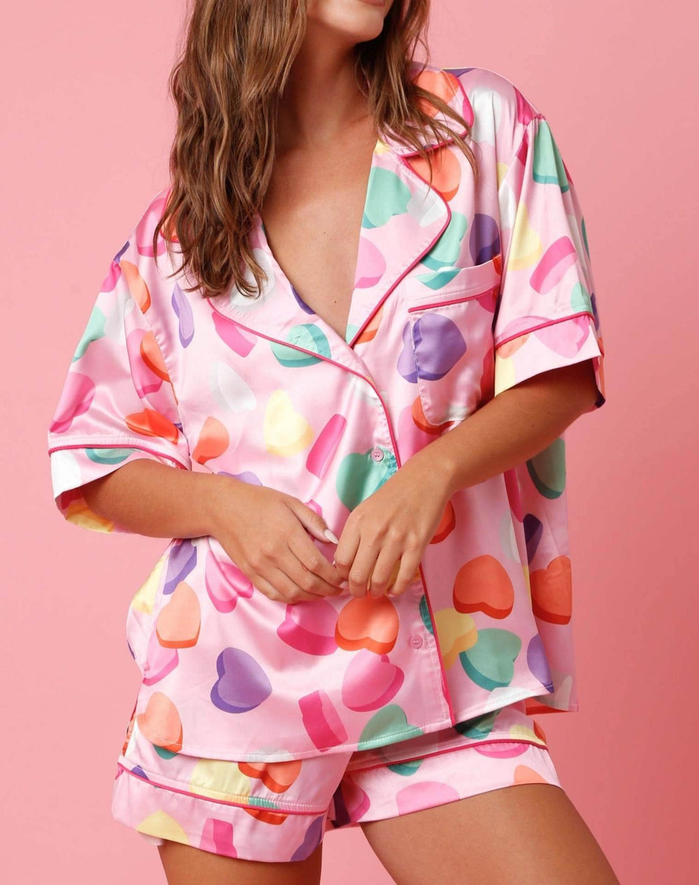 Satin Printed Two-piece Suit Pajamas For Women - EX-STOCK Canada