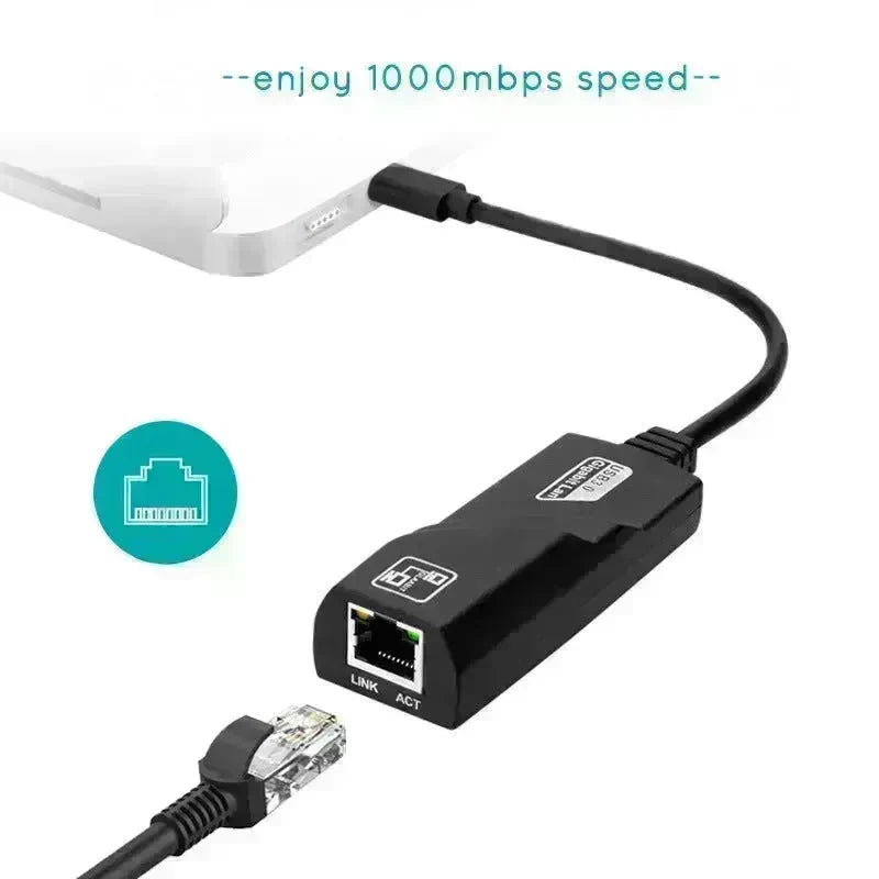 NIC Adapter Cable Type-C To RJ45 Gigabit Network Card To USB 3.1 Port - EX-STOCK CANADA