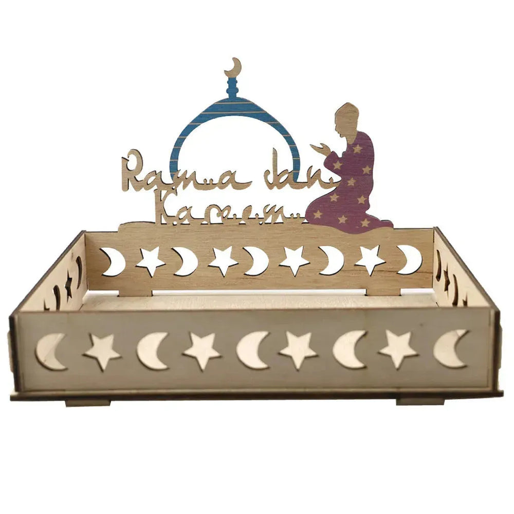 Wooden Ornament Eid Al Fitr Table Decoration coffee Tray - EX-STOCK CANADA