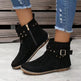 Women's flat suede ankle boots with side-zip closure