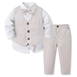 Children's formal outfit with vest, shirt, and pants on a white background