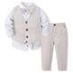Children's formal outfit with vest, shirt, and pants on a white background