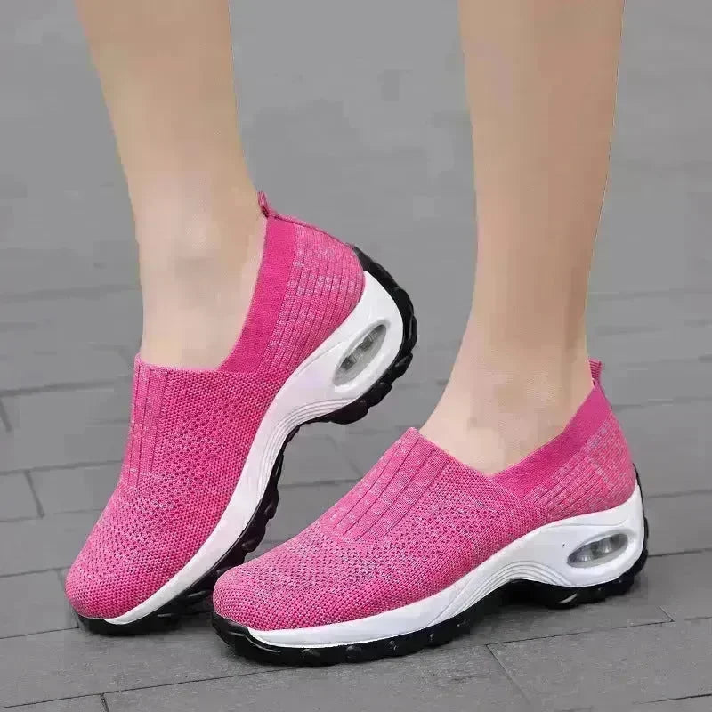 Mesh Sports Shoes Breathable Slip On Air Cushion Sneakers Casual Thick Bottom Heightened Shoes for Women - EX-STOCK CANADA