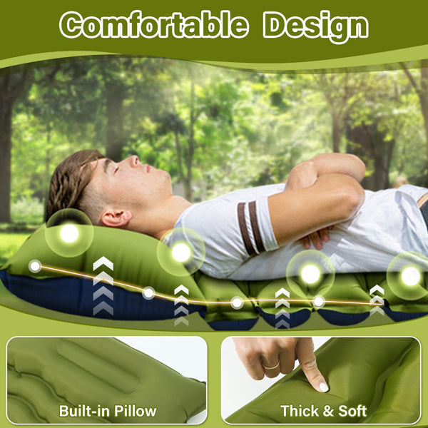 Double Air Mattress With Pillow, Built-in Foot Pump, 4-inch Camping Air Mattress, For Backpacking, Hiking, Traveling-It Is Prohibited To Sell On Walmart And Does Not Ship On Weekends EX-STOCK