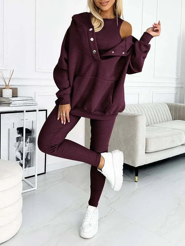 3pcs Women Hoodie Athleisure Outfit set sweatsuit set - EX-STOCK CANADA