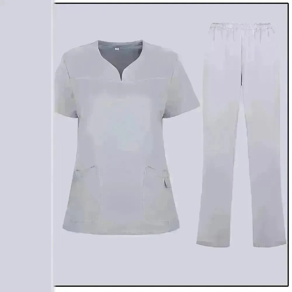 Women Nurse Uniform Female Hospital Nurse Costume V Neck Top Pants Set Nursing Uniforms Women Scrubs Set for Beauty Salon Massaging Workwear - EX-STOCK CANADA