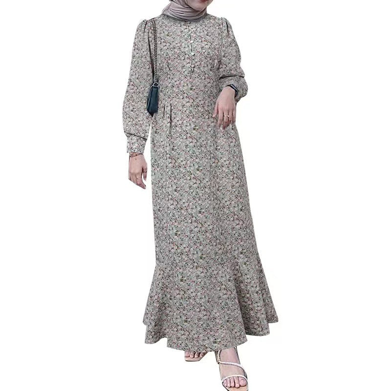 Vêtement musulman style bohème robe courte à petites fleurs - EX-STOCK Canada