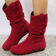 Round Toe Flat Boots Fashion Solid Color Suede Mid-calf Boot Winter Warm Shoes For Women - EX-STOCK CANADA