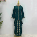 Exquisite Embroidered Middle East Abaya Skirt Suit Arab2 piece set