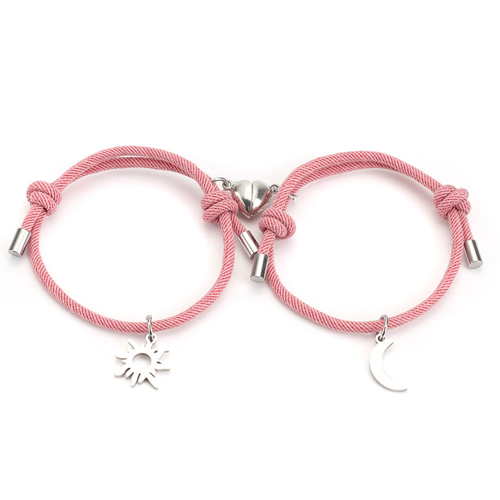 Bracelet de couple pendentif soleil et lune en titane acier inoxydable - EX-STOCK Canada