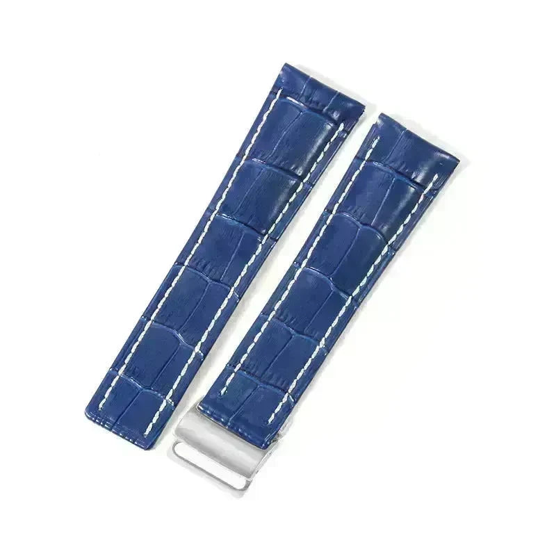 22mm 24mm Black Brown Blue Bamboo Grain Cowhide Watch Strap - EX-STOCK CANADA