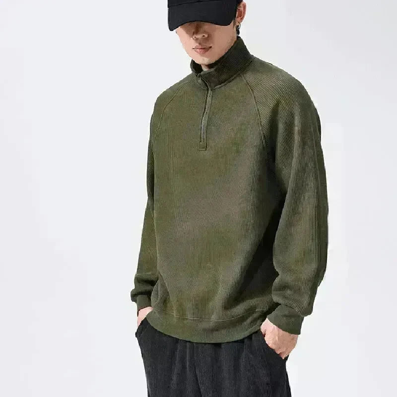 Autumn Winter half zip Stand-collar Fleece Sweatshirt Pullover tops for men - EX-STOCK CANADA
